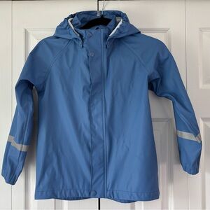 Children's Light Blue Hooded Raincoat with Reflective Sleeves